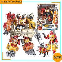 Tengyang การแปลง34ซม. 6 In 1 Ko ตุ๊กตาขยับแขนขาได้ Predaking สัตว์รวมกันทีมเย็นหุ่นยนต์ประกอบแบบจำลองของขวัญของเล่นเด็ก (ผลประโยชน์ทางสติปัญญา)