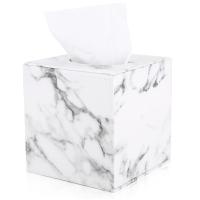 Marble Cube Square Tissue Box PU Leather Roll Tissue Holder Toilet Paper Box Napkin Case Cover Canister Dispenser Holder