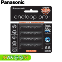 Panasonic ENELOOP Pro 2450 mAh Rechargeable Battery AA x 4 รุ่น BK-3HCCE/4BT - Black