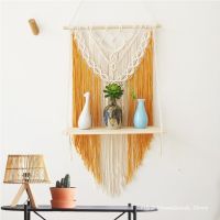 ที่แขวนเชือกในร่มชั้นแขวนผนัง Macrame สไตล์โบโฮที่ใส่กระถางดอกไม้สไตล์โบฮีเมียนตกแต่งห้องนอนตกแต่งศิลปะเรขาคณิตสำหรับบ้าน