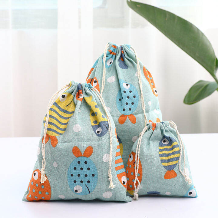 ready-stock-korean-cotton-linen-gift-storage-bag-drawstring-travel-clothes-toy-organize-cloth-bag