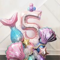 （koko party supplies）33PcsTail BalloonsGold 0-9จำนวนฟอยล์ BalloonGirl LittleBirthday Party ตกแต่ง Baby Shower