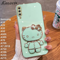 Kanavi เคสโทรศัพท์แฟชั่นสำหรับซัมซุงกาแล็คซี่ A10 A30 A20 A50S A30S A70 A70S A7 A10S A750 A21S A20S หรูหรา Electroplated KT กรอบกระจกซิลิโคนนิ่มกันกระแทกฝาครอบโทรศัพท์