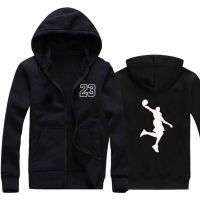 New fleece hip hop basketball hoodie for men 23 printed men hoodies sportswear black streetwear hooded zipper tracksuit