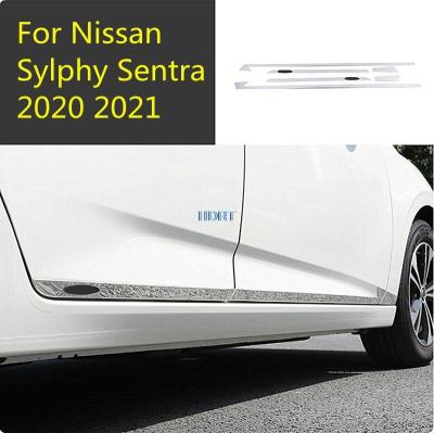 สติกเกอร์แต่งขอบกระโปรงด้านประตูสแตนเลส87Tixgportz อุปกรณ์เสริมอะไหล่รถยนต์สำหรับ Nissan Sylphy Sentra 2020 2021รถคาร์บอนไฟเบอร์