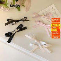 Lovito กิ๊บติดผมทูพีซธรรมดาโบว์น่ารักสำหรับผู้หญิง L60AD080 (สีขาว/ชมพู/ดำ) Lovito กิ๊บติดผมทูพีซธรรมดาโบว์น่ารักสำหรับผู้หญิง