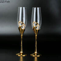 2Pcsset Crystal Glass Champagne Glass Set Couple Dinner Goblet Wedding Gift Family Bar Wine Glass Set Cocktail Glass 200ml