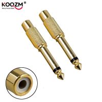 ✖□ 2pcs Gold Plated 6.35mm 1/4 Male Mono Plug to RCA Female 6.5mm Jack Audio Stereo Adapter Connector Plug Converter Sound Mixer