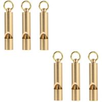 6 Pcs Key Chain Emergency Brass Whistles Mini Keychain Outdoor Survival Vintage Retro Referee Hand-made Survival kits