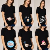 【DT】hot！ Maternity Baby Print T-shirt Pregnancy Announcement New Tee