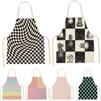 Of Square Check Pattern Chess Printing Sleeveless Apron ChildrenS Home MenS and WomenS Anti-Fouling Apron Kitchen Bib Mandil Aprons