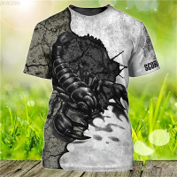 2023 NEW Mens Summer Casual Short Sleeve Scorpion Print T-shirt 3d Large Fashion T-shirt fashion