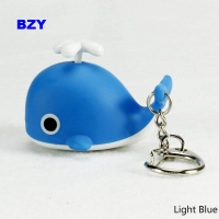 BZY แฟชั่นรุ่น Q ปลาวาฬขนาดเล็ก LED เรืองแสงเสียงพวงกุญแจ