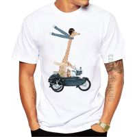 Cotton Road Trip Men Tshirt Graphic Tshirt Cool Funny Riding Giraffe Printed Tees