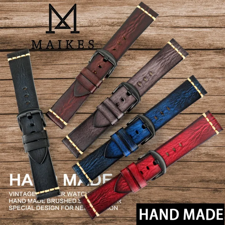 maikes-handmade-cow-leather-watch-strap-7-colors-available-vintage-watch-band-20mm-22mm-24mm-for-panerai-citizen-casio-seiko