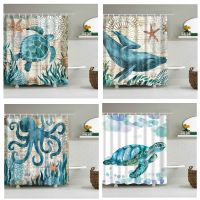 Shower Curtains Bathroom Anime Curtain With Hooks Waterproof Sea Turtle Curtain Octopus 3D 180x180cm Bath Curtain Customized