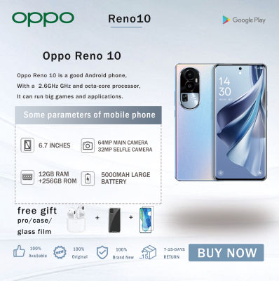 Global rom  OPPO Reno10 5G 8GB + 256GB ล้นสีฟ้า64ล้านเลนส์กล้องโทรศัพท์ส่องสว่างเป็นพิเศษ80W ค่า Flash สุด120Hz OLED Ultra HD หน้าจอแบบโค้งโทรศัพท์5G