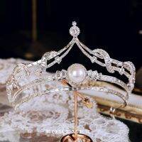 CC Pearl Crown Women Hair Accessories Wedding Hairwear Engagement Jewelry Bridal Headbands Princess Tiaras Pageant Diadems FO008