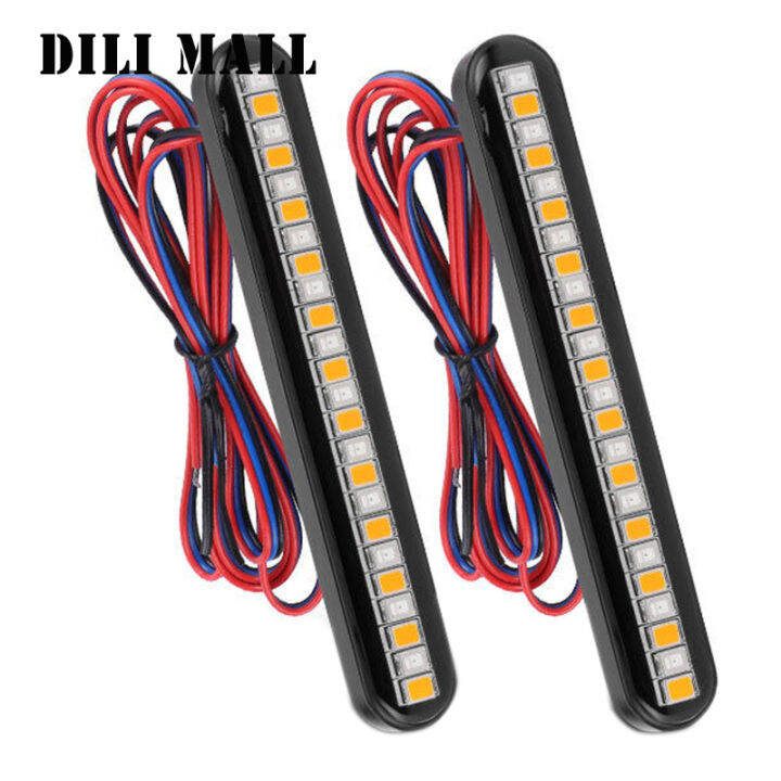 dili-ไฟเบรกท้ายแถบไฟที่บาร์ไฟมอเตอร์ไซค์-led-24ดวงสำหรับ-mall2pcs-ไฟป้ายทะเบียนรถสัญญาณเลี้ยวไหล