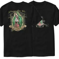 เลดี้แห่งกัวดาลูปสวดภาวนาให้เรา Virgen De Guadalupe เสื้อยืดตลกพิมพ์ลายแฟชั่นผ้าฝ้าย100% ฤดูร้อนท็อปส์ซูคอรอบใหม่