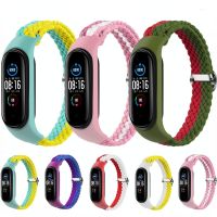 สายผ้าไนลอนสำหรับ Mi Band 7 6 5 4 3สายรัดสร้อยข้อมือถักอัจฉริยะแบบเดี่ยว Mi Band 7 6 5 5สายรัดข้อมือสำหรับ Mi Band 6 5 4