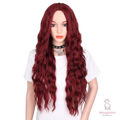 BR Synthetic Long Wavy Loose Hair Wig Natural Long Curly Heat Resistant Fiber Wigs Hair Accessories cd