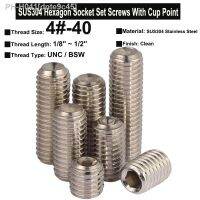 20Pcs 4 -40x1/8 1/2 UNC / BSW Thread SUS304 Stainless Steel Hexagon Socket Set Screws With Cup Point Headless Screws