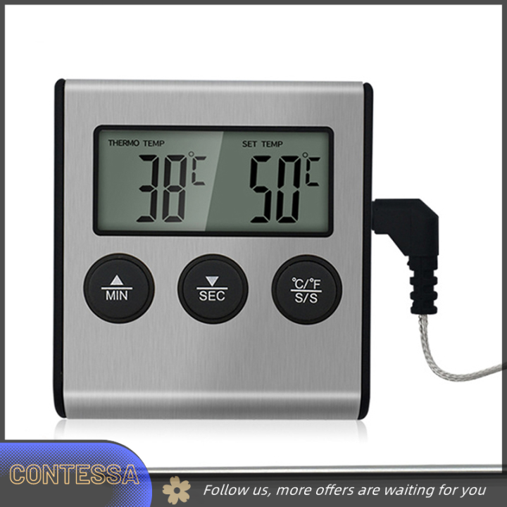 BELLE Digital Kitchen Thermometer LCD Display Long Probe for Grill Oven