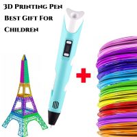 ♗▦✤ 3D Pen PLA Filament Printing Pen Creative Toy Birthday Gift For Kids Design Drawing DIY Pen With LCD Display 100m PLA