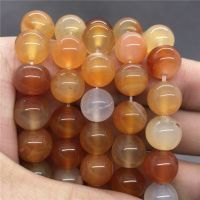 Red Agate Beads ลูกปัดอาเกตสีแดง 4-12 มิลลิเมตรรอบธรรมชาติหลวมหินลูกปัด Diy สำหรับเครื่องประดับสร้อยข้อมือ