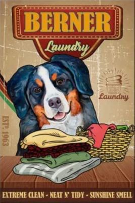 Mountain Dog Laundry Vintage Metal Tin Sign Poster Painting Art Wall Decor Home Living Room Coffee Shop Bathroom Toilet
