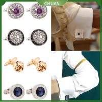 CHUAN Super Shinny Gift สีขาว มงกุฎ เสื้อเชิ้ต Cuff Links สีน้ำเงิน Novelty Luxury Cufflinks for Mens