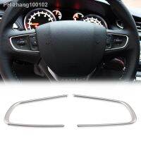 2PCS STEERING WHEEL TRIM COVER FIT FOR PEUGEOT 508 2011-2016 408 2014-2015 CHROME CENTER CONSOLE INNER STYLING STAINLESS BEZEL