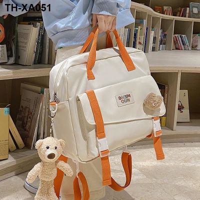 ✟ Female backpack bag pack a pupil class college students make up missed lesson multi-function one shoulder aslant package
