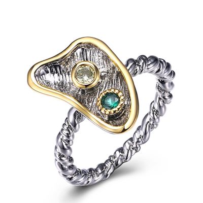 DreamCarnival1989 Super Cute Fashion Rings Women Twisted Band Green Olivine Zirconia Hot Sale Girls Female Jewelry WA11606