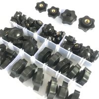 57/51pcs M4 M5 M6 M8 M10 Plum Hand Tighten Nuts Handle Thread Mechanical Black Thumb Nuts Clamping Knob Manual Nuts Assortment Nails Screws Fasteners