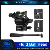 Andoer หัวไฮดรอลิขาตั้งกล้อง Monopod หัวบอลอลูมิเนียม14นิ้วสกรูที่มีการจัดการที่ถอดออกได้2ชิ้นแผ่นที่วางจำหน่ายด่วน