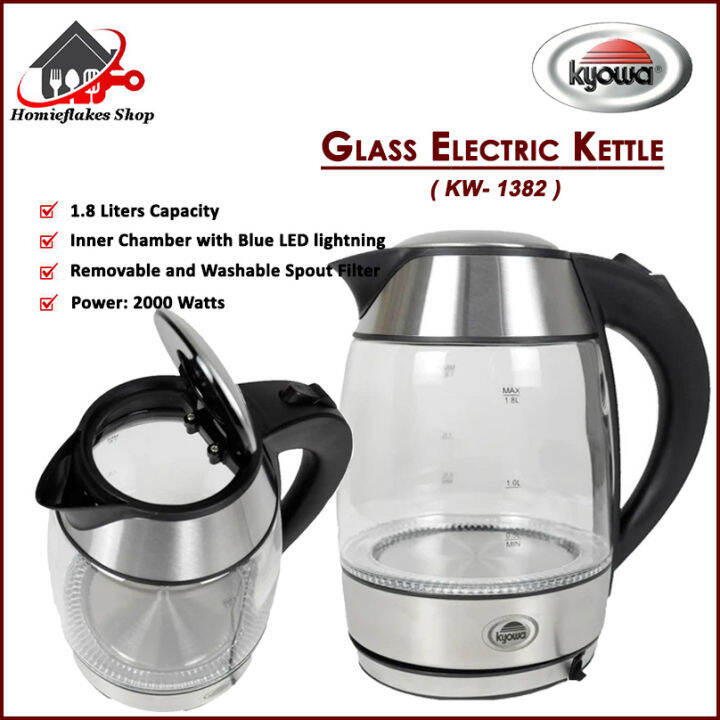 KyowaKW1382 Electric Kettle 1.8Liters Heat Resistant Glass Body