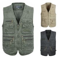 CODHaley Childe Summer Outdoor Tactical Mens Vest Oversize Cotton Fishing Working Vest