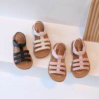 แฟชั่นเด็กหญิง Strappy ทอ Sandles สีทึบ All-Match Velcro Sandles เด็กรองเท้านุ่ม2-8ปี T22N05CC-17