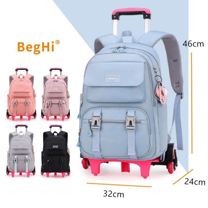 Trolley School Bag Girl 2 or 6 Wheel Beg Sekolah Roda Primary Secondary