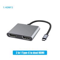 ฮับ2พอร์ต USB C ไปยัง HDMI-4K คู่60HZ แท่นวางมือถือขยายหน้าจอคู่ Type C สำหรับมือถือคอมพิวเตอร์แล็ปท็อปแมคบุ๊ค