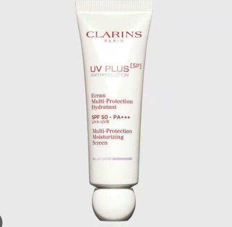 clarins-uv-plus-5p-anti-pollution-multi-protection-moisturizing-screen-spf50-pa-lavender-50-ml-ครีมกันแดดที่ให้ความชุ่มชื้นพร้อมปกป้องผิวจากแสงแดดและมลภาวะ