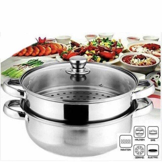 2 Layer Stainless Steamer Steel Multi-function Soup Steamed Pot 