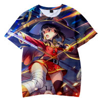 Megumin konosuba 3D O-คอเสื้อยืดผู้ชายเสื้อยืดผู้หญิงฤดูร้อนแขนสั้น U nisex ฮาราจูกุเสื้อยืดญี่ปุ่นอะนิเมะ konosuba เสื้อผ้า