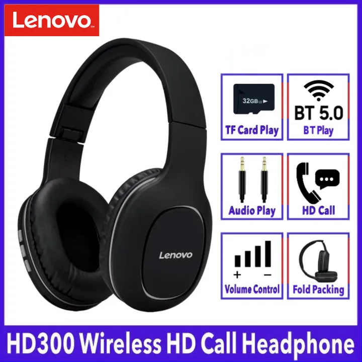 Lenovo Hd300 Bt5.0 Headset Foldable Stereo Gaming Headphone W Mic 