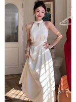 Genuine Uniqlo High-end 2023 new summer style elegant lady high-end exquisite dress halter neck white skirt high-end long skirt womens clothing