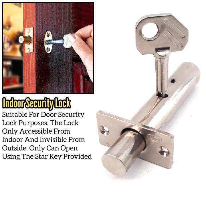 Single Internal Security Bolt Indoor Security Dead Bolt Lock With Star