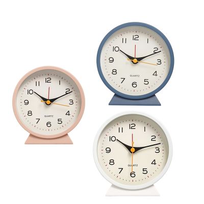 4.5 Inch Battery Operated Antique Retro Analog Alarm Clock, Small Silent Bedside Desk Metal Clock with Light