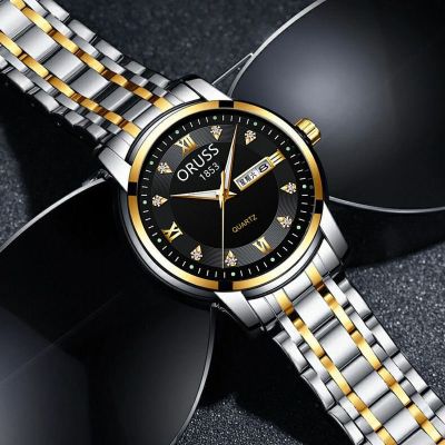 SYNOKE ไม่ใช่วิศวกรรมนาฬิกาควอตซ์สำหรับผู้ชายปฏิทินคู่เหล็กวงธุรกิจนาฬิกาโลหะผสมโรมันเพชร Facet แฟชั่น